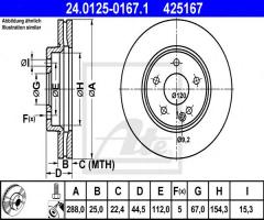 Ate 24.0125-0167 tarcza hamulcowa mercedes w245 b-klasa 05-11, mercedes-benz klasa a (w169)