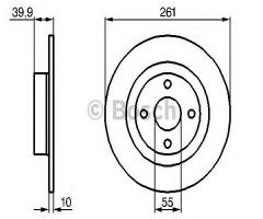 Bosch 0986479128 tarcza hamulc. mazda 323  98-03 tył, mazda 323 f vi (bj)