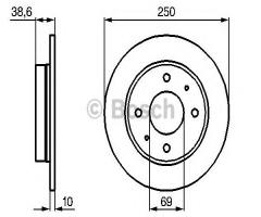 Bosch 0986479236 tarcza hamulc. mitsubishi colt  03- tył, mitsubishi colt vi (z3_a, z2_a)
