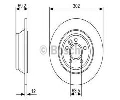 Bosch 0986479396 tarcza hamulc. volvo s80 ii  06- tył, volvo v70 iii (bw)