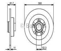 Bosch 0986479445 tarcza hamulc.+łożysko(zest. 1 szt) renault tył, renault laguna iii (bt0/1)