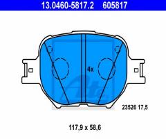 Ate 13.0460-5817 klocki hamulcowe toyota corolla 02-04, toyota celica (zzt23_)