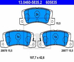 Ate 13.0460-5835 klocki hamulcowe toyota corolla 99-01 tył, toyota camry (_cv1_, _xv1_, _v1_)