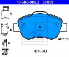 Ate 13.0460-3809 klocki hamulcowe fiat panda 1,3jtd 03-, fiat panda (169)