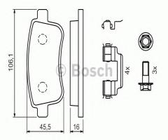 Bosch 0986494384 klocki hamulc. renault megane  08- tył, renault megane iii coupe (dz0/1_)