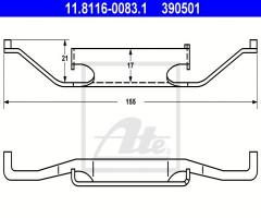 Ate 11.8116-0083 sprężyna zacisku hamulcowego bmw 5 e34 88-95 przód, bmw 5 (e34)