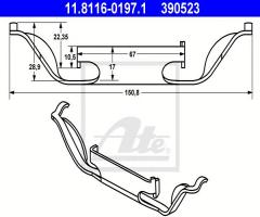 Ate 11.8116-0197 sprężyna zacisku hamulcowego bmw 5 e39 96-00 przód, bmw 5 (e39)