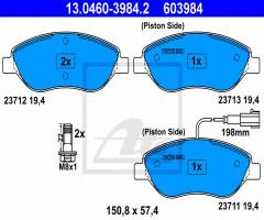 Ate 13.0460-3984 klocki hamulcowe fiat bravo 07- przód 1,9multijet z czujnikiem