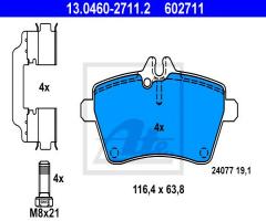 Ate 13.0460-2711 klocki hamulcowe mercedes w169 a-klasa 04- a170-a2, mercedes-benz klasa a (w169)