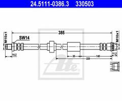 Ate 24.5111-0386 przewód hamulcowy giętki opel vivaro 01- przód, nissan primastar autobus (x83)