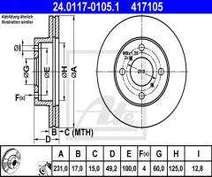 Ate 24.0117-0105 tarcza hamulcowa suzuki wagon r+ 97-01 wen, suzuki wagon r+ (em)