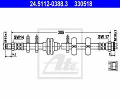 Ate 24.5112-0388 przewód hamulcowy giętki fiat brava 95-01 pp, alfa romeo 145 (930)