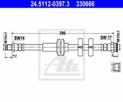 Ate 24.5112-0397 przewód hamulcowy giętki alfa romeo 147 01- przód, alfa romeo 156 (932)