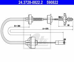 Ate 24.3728-0822 linka sprzęgła peugeot 306 93-99, peugeot 306 hatchback (7a, 7c, n3, n5)