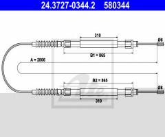 Ate 24.3727-0344 linka hamulca ręcznego fiat ducato 99-01, citroËn jumper nadwozie pełne (230l)