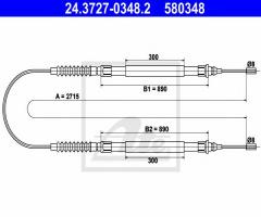 Ate 24.3727-0348 linka hamulca ręcznego citrone jumper 02-06, citroËn jumper nadwozie pełne (230l)