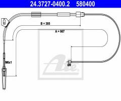 Ate 24.3727-0400 linka hamulca ręcznego mercedes w168 a-klasa, mercedes-benz klasa a (w168)