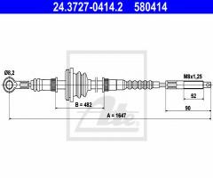 Ate 24.3727-0414 linka hamulca ręcznego mercedes mb 100d 87-96, mercedes-benz 100 autobus (631)