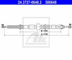 Ate 24.3727-0648 linka hamulca ręcznego ford mondeo 00-07, ford mondeo iii kombi (bwy)