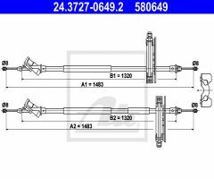 Ate 24.3727-0649 linka hamulca ręcznego ford focus 98-01, ford focus (daw, dbw)