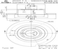 Brembo 08.6838.11 tarcza hamulc. landrover discovery  99-04 tył, land rover range rover ii (lp)