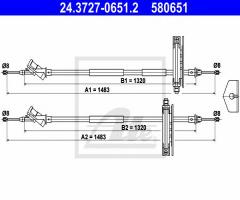 Ate 24.3727-0651 linka hamulca ręcznego ford focus 01-04, ford focus (daw, dbw)