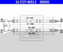 Ate 24.3727-0653 linka hamulca ręcznego ford fiesta 02-08, ford fiesta v (jh_, jd_), mazda 2 (dy)