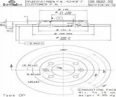 Brembo 08.8682.21 tarcza hamulc. peugeot 308 1,6 thp 10- tył, citroËn c4 ii (b7), peugeot 308 cc