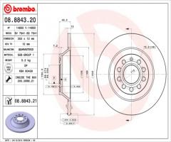 Brembo 08.8843.21 tarcza hamulc. audi a6  04- tył, audi a6 (4f2, c6)