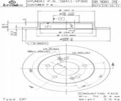 Brembo 08.9081.20 tarcza hamulc. kia venga  10- tył, hyundai ix20 (jc), kia venga (yn)