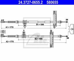 Ate 24.3727-0655 linka hamulca ręcznego ford focus 01-04, ford focus (daw, dbw)