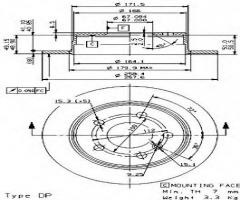 Brembo 08.9580.11 tarcza hamulc. mercedes w169 a-klasa  04-12 tył, mercedes-benz klasa a (w169)