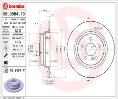 Brembo 08.9584.11 tarcza hamulc. mercedes w211 e-klasa  02-09 tył, mercedes-benz cls (c218)