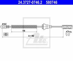 Ate 24.3727-0746 linka hamulca ręcznego opel astra g, h, opel astra h kombi (l35)