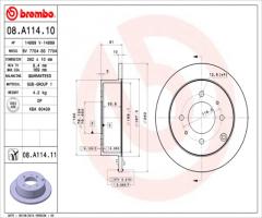 Brembo 08.a114.11 tarcza hamulc. hyundai sonata  98-04 tył, hyundai sonata iv (ef)