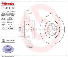 Brembo 08.a336.11 tarcza hamulc. toyota avensis  01-03 tył, toyota avensis (_t22_)