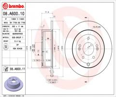 Brembo 08.a600.11 tarcza hamulc. hyundai santa fe ii  06- tył, hyundai santa fÉ i (sm)