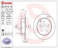 Brembo 08.a714.11 tarcza hamulc. toyota avensis  05-09 tył, toyota avensis (t25_)