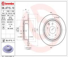 Brembo 08.a715.11 tarcza hamulc. nissan qashqai  07- tył, nissan qashqai / qashqai +2 (j10, jj10)