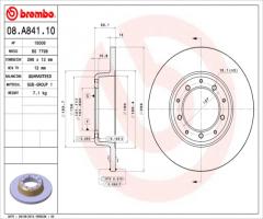 Brembo 08.a841.10 tarcza hamulc. landrover defender  98- tył, land rover defender station wagon (ld)