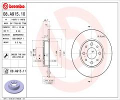 Brembo 08.a915.11 tarcza hamulc. alfa romeo mito  08- tył, alfa romeo mito (955)