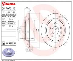 Brembo 08.a970.11 tarcza hamulc. opel insignia  08- tył, chevrolet malibu (v300), opel insignia