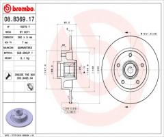Brembo 08.b369.17 tarcza hamulc.+łożysko(zest. 1 szt) renault tył
