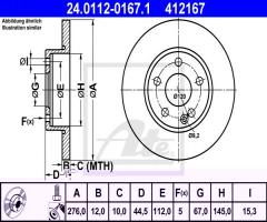 Ate 24.0112-0167 tarcza hamulcowa mercedes w169 a-klasa 04- a150, mercedes-benz klasa a (w169)