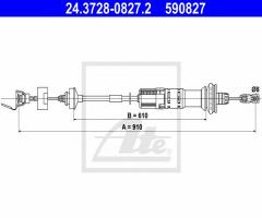 Ate 24.3728-0827 linka sprzęgła peugeot 206 00-02 1,4-2,0hdi, peugeot 206 hatchback (2a/c)