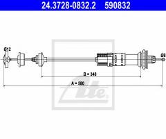 Ate 24.3728-0832 linka sprzęgła peugeot 206 02-04 1,1-1,6, peugeot 206 hatchback (2a/c)