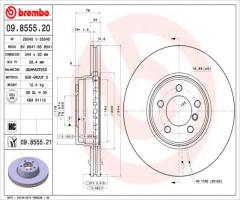 Brembo 09.8555.21 tarcza hamulc. landrover range rover  02- przód, land rover range rover iii (lm)
