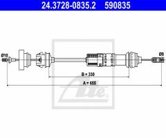 Ate 24.3728-0835 linka sprzęgła peugeot 306 93-99, peugeot 306 hatchback (7a, 7c, n3, n5)