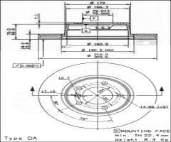 Brembo 09.9173.11 tarcza hamulc. bmw 5 e60  03-10 wen. 520d, bmw 5 (e60)
