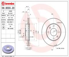 Brembo 09.9555.20 tarcza hamulc. hyundai elantra  00-06 wen, hyundai elantra (xd)
